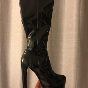 Bebe Faux Patent Leather Knee-High Boots